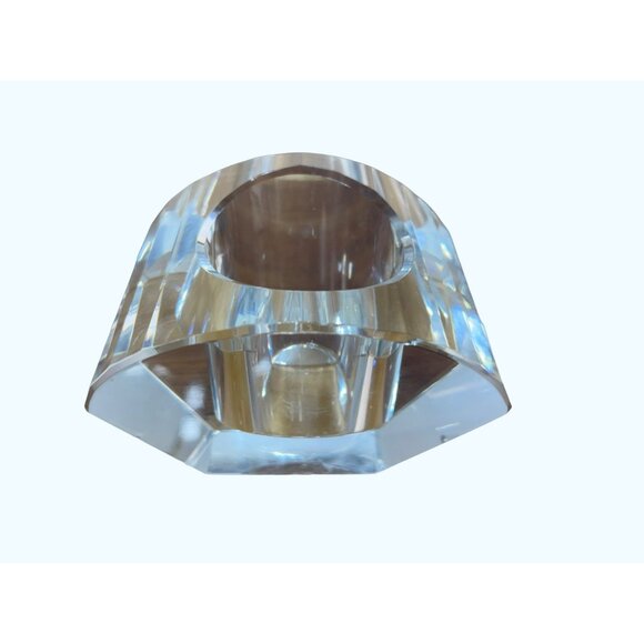 OLEG CASSINI Crystal Votive Signed Candle Holder - Picture 1 of 3